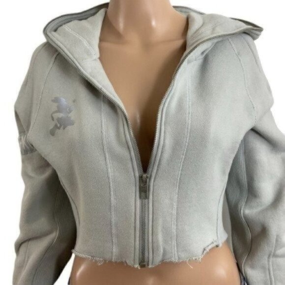 Looney Tunes X SMFK Collaboration Cropped raw hem Hoodie sz 1 | Small Rare Find - Picture 4 of 12